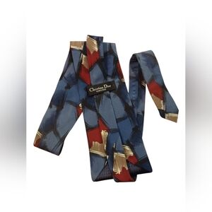 Christian Dior Monsieur Tie Luxury Abstract Multicolour 100% Silk EUC